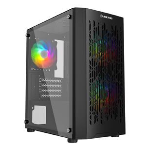 Gabinete Gamer Liketec Revolution Dark , Mid Tower , Vidro Temperado , Sem Fonte , Com 3 Fans RGB , Preto