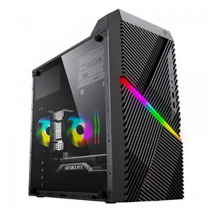 Gabinete PowerX 6507TG , Com Fita Led RGB , Mini Tower , Vidro Temperado , Sem Fonte , Com 1 Fan , Preto