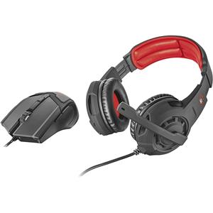 Kit Gamer Headset e Mouse Trust GXT 784 , Multiplataformas , 4800 DPI , USB , Preto e Vermelho