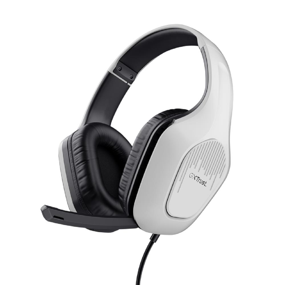 Headset Gamer Trust GXT 415W Zirox , Com Fio , Microfone , ABS , Couro Sintético , Branco
