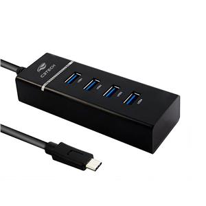 Hub USB 3.0 C3Tech HU-C300BK , 4 Portas , USB Tipo C , Preto