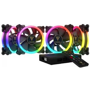 Kit Fan com 4 Unidades Gamdias Aeolus M1 1204R , RGB , 120mm , com Controlador , Preto