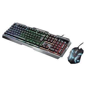 Kit Gamer Teclado e Mouse Trust GXT 845 Tural , LED Rainbown , Anti-Ghosting , 3200 DPI , 6 Botões , Preto