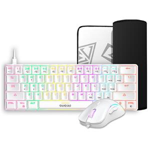 Combo Gamer Gamdias HERMES E4 3 Em 1, Teclado Mecânico Switch Blue, Rainbow, Mouse 12800 DPI, Mousepad Estampado, Branco