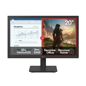 Monitor LED 20"LG 20U401A-B , Painel TN , 75Hz , HDMI e VGA , Modo Leitura , Preto