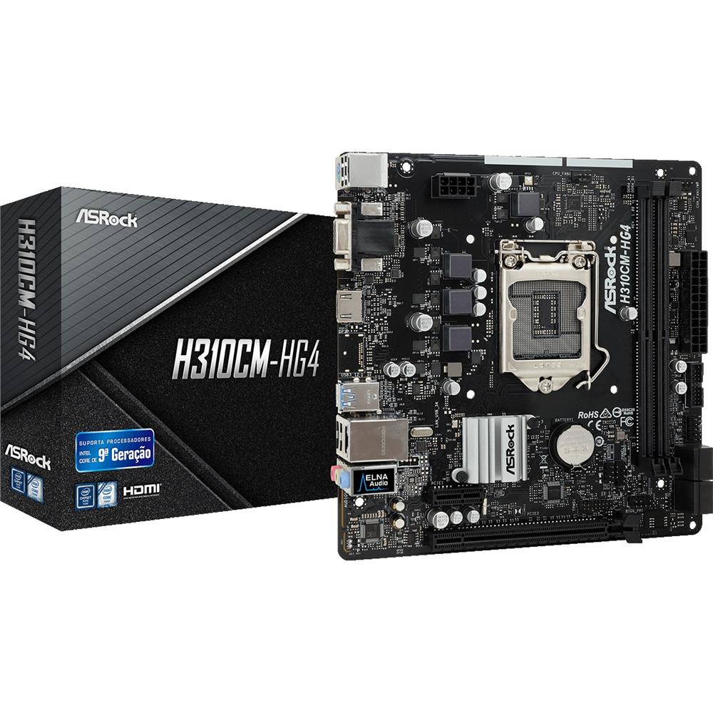 OpenBox Placa Mãe ASRock H310CM-HG4 , Chipset H310 , Intel LGA 1151 , mATX , DDR4