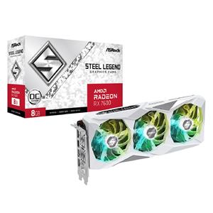 Placa de Vídeo ASRock Radeon RX 7600 Steel Legend OC , 8GB , GDDR6 , 128-Bit , FSR , Ray Tracing , Branco
