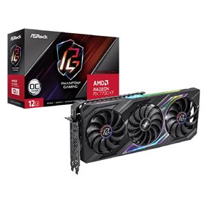 Placa de Vídeo ASRock Radeon RX 7700 XT Phantom Gaming OC , 12GB , GDDR6 , 192-Bit , ARGB , Preto