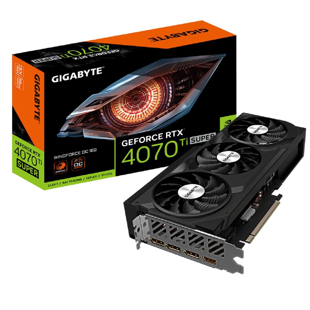 Placa de Vídeo Gigabyte GeForce RTX 4070 Ti Super WindForce OC , 16GB , GDDR6X , 256-Bit , Preto