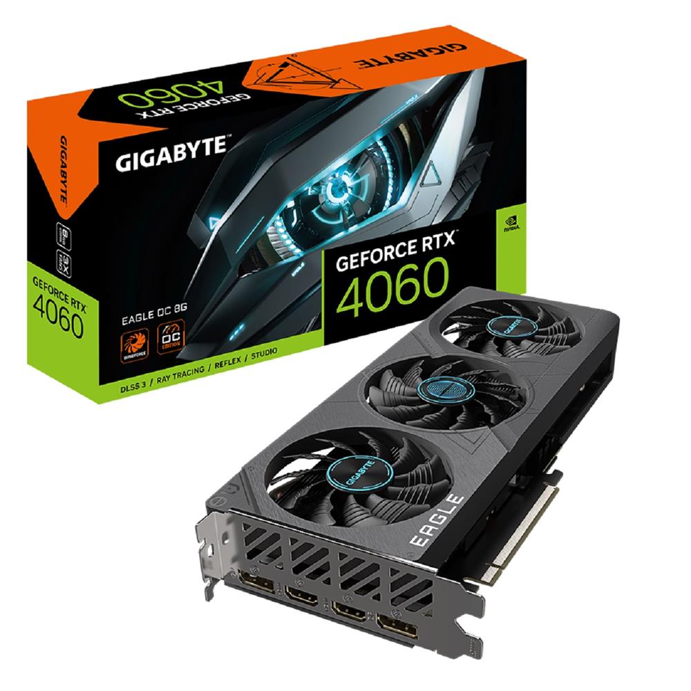 Placa de Vídeo Gigabyte GeForce RTX 4060 Eagle OC , 8GB , GDDR6 , 128-Bit , Preto