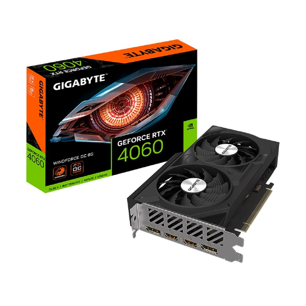 Placa de Vídeo Gigabyte GeForce RTX 4060 WinForce OC , 8GB , GDDR6 , 128-Bit , Preto