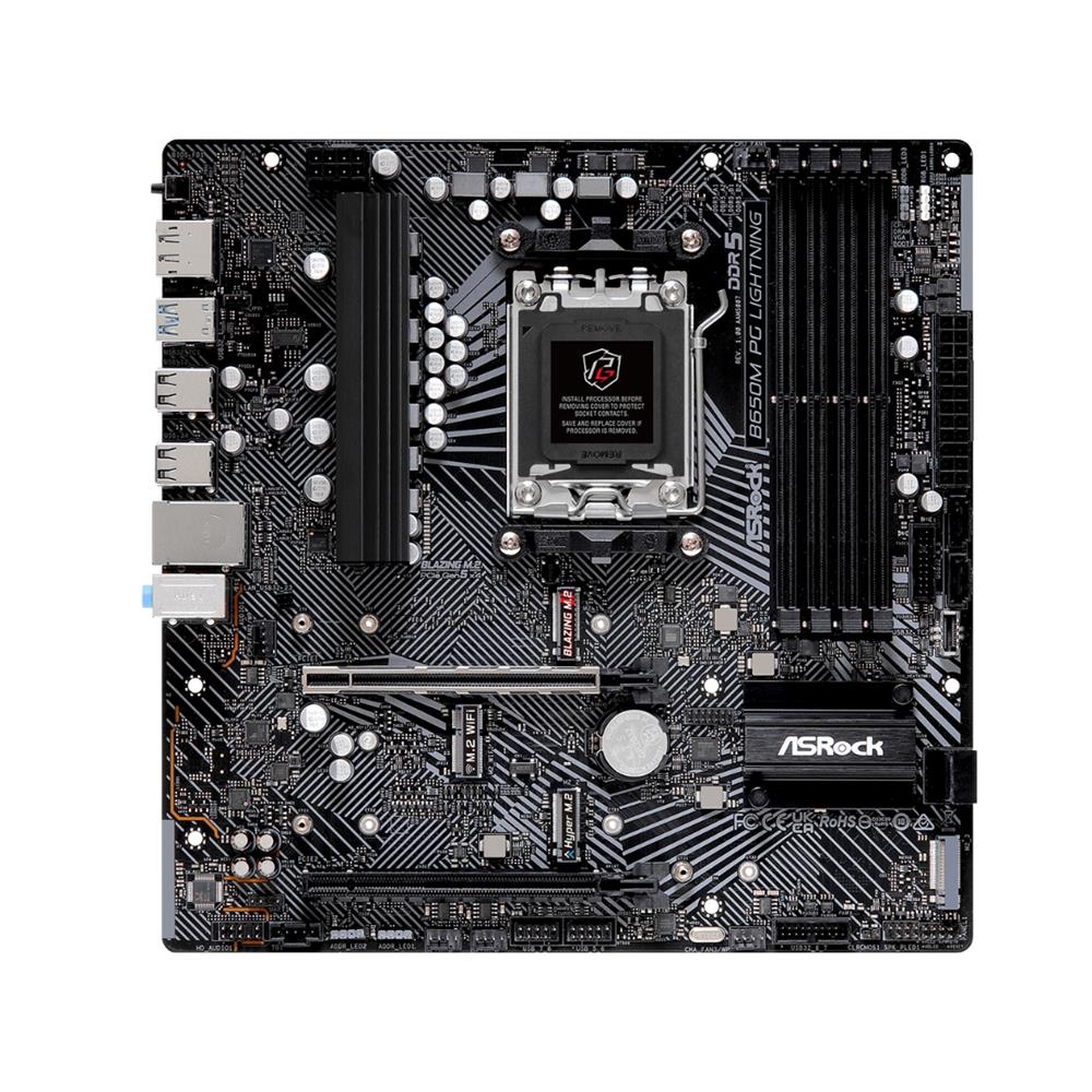 Placa-Mãe ASRock B650M PG Lightning , Ryzen AM5 B650 , Micro ATX , DDR5 , Preto