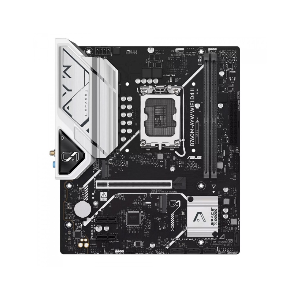 Placa-Mãe ASUS B760M-AYW WIFI D4 II , Intel B760 , LGA 1700 , mATX , DDR4 , Wi-Fi 6 , Bluetooth 5.3 , PCIe 5.0 , M.2 PCIe 4.0
