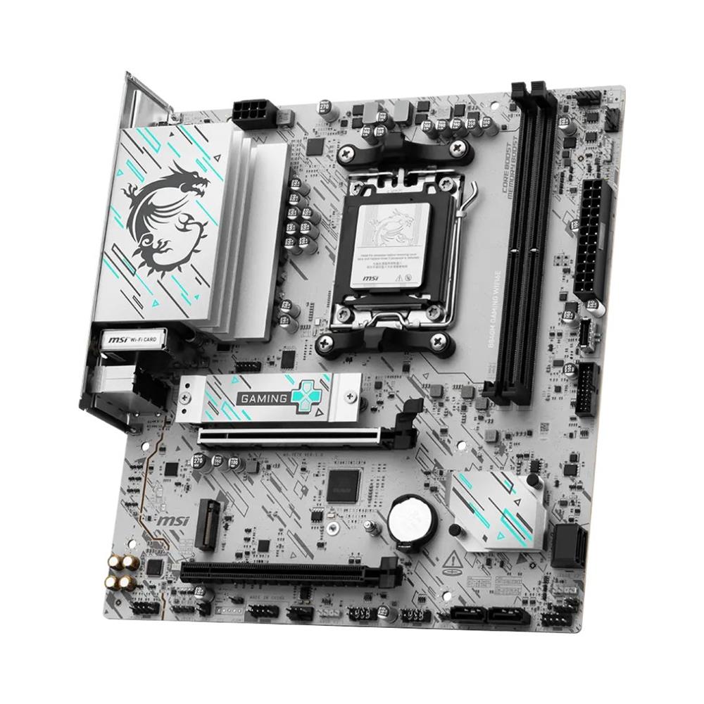 Placa-mãe MSI B840M Gaming WiFi 6E , mATX , AM5 , DDR5 128GB , Chipset B840 , 2× M.2 PCIe 4.0 , HDMI + DP , LAN 2.5G , Branco
