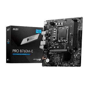 Placa Mãe MSI PRO B760M-E , Chipset B760 , LGA1700 , mATX , DDR4 OC 5333MHz , M.2 PCIe 4.0 , HDMI/DP , Suporte Intel Core 12/13/14
