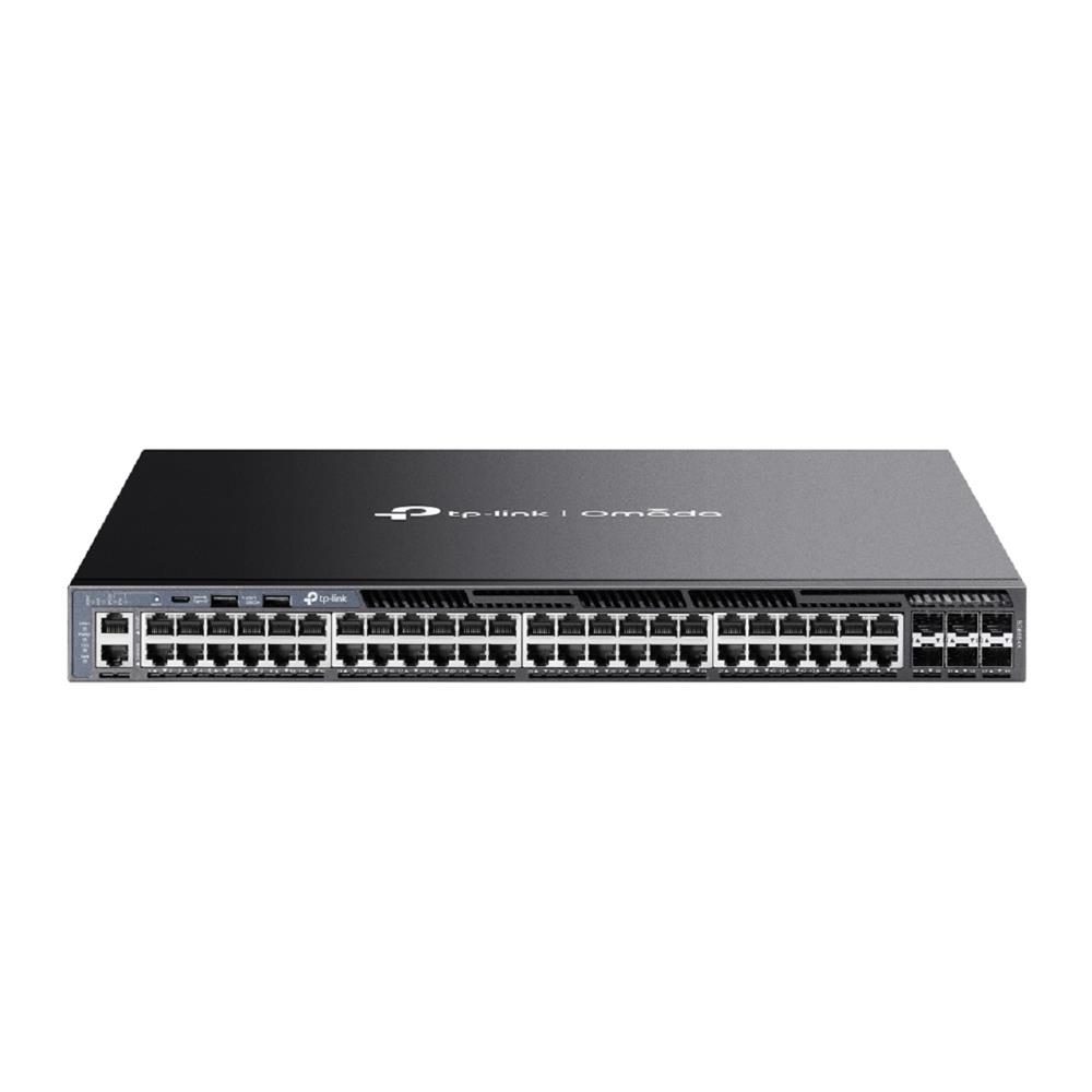Switch TP-Link SG6654X 54 Portas , com 48 Portas Gigabit e 6 Slots SFP+ de 10 Gbps , Gerenciável , L3 Empilhável
