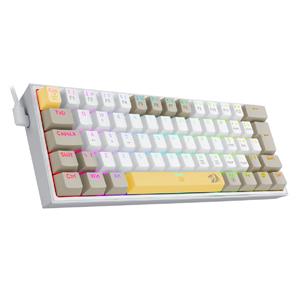 Teclado Mecânico Gamer Redragon Fizz 60% , RGB , Switch Brown , ABNT2 , USB , Branco e Cinza
