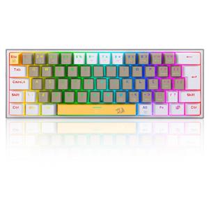 Teclado Mecânico Gamer Redragon Fizz 60% , RGB , Switch Brown , ABNT2 , USB , Cinza e Branco
