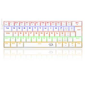 Teclado Mecânico Gamer Redragon Lakshmi Lunar 60% , Rainbow , Switch Brown , ABNT2 , USB , Branco

