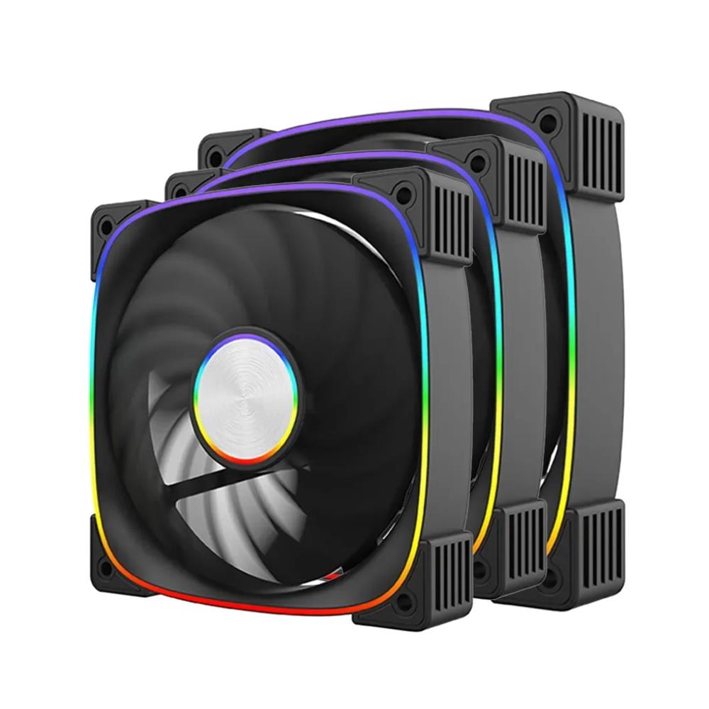Kit 3x Fan Cooler Liketec Riddle 120 mm, Ventoinhas para Gabinete, Preto