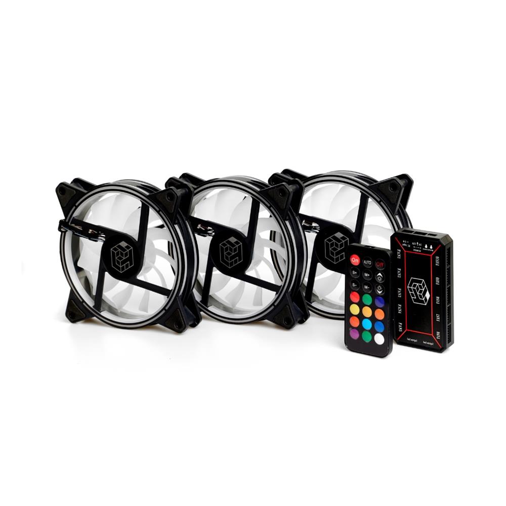 Kit 3x Fan Flash Liketec 120 mm, Ventoinhas para Gabinete, Preto, RGB