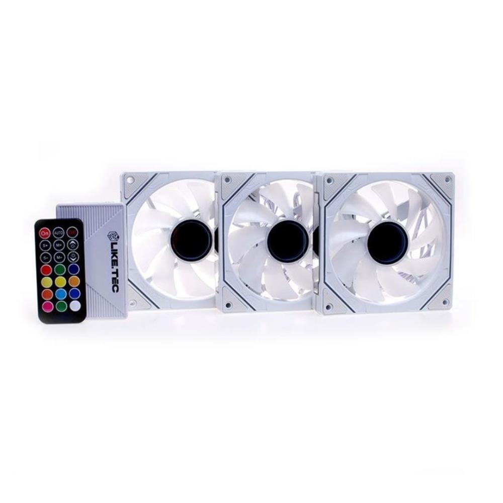 Kit Fan Com 3 Unidades Liketec Enigma ARGB, 120mm, Com Controladora, Branco