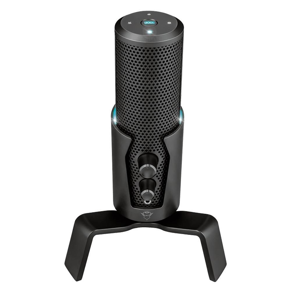 Microfone Gaming Trust GXT 258 Streamer Fyru, Com Fio, Com Tripé, 4 Modelos de Gravação, Preto