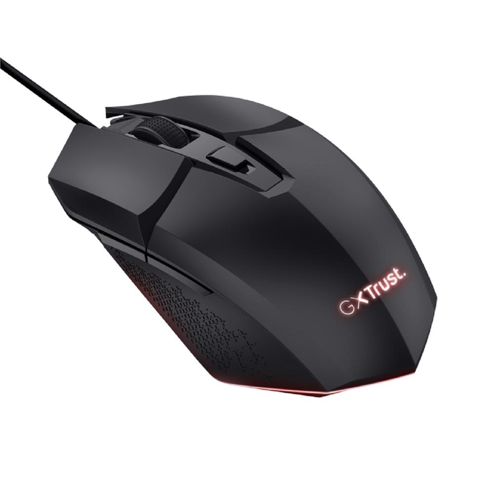 Mouse Com Fio Gamer Trust GXT 109P Felox, ABS, UBS 2.0, 6 Botões, DPI 6.400, Preto