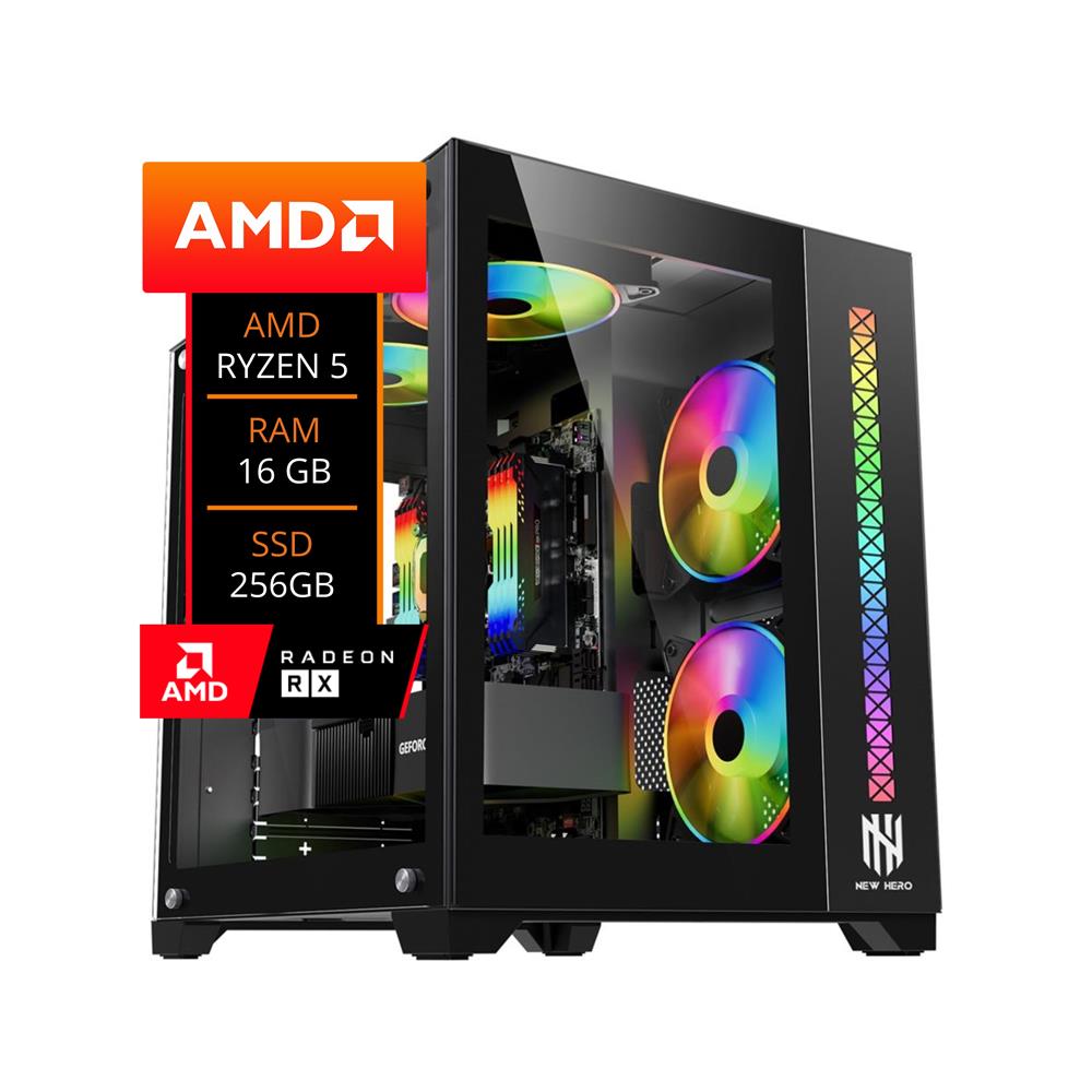 PC Gamer Ryzen 5 5500, RX 6600 8GB, 16GB DDR4, SSD 256GB NVMe, Fonte 650W, Gabinete RGB