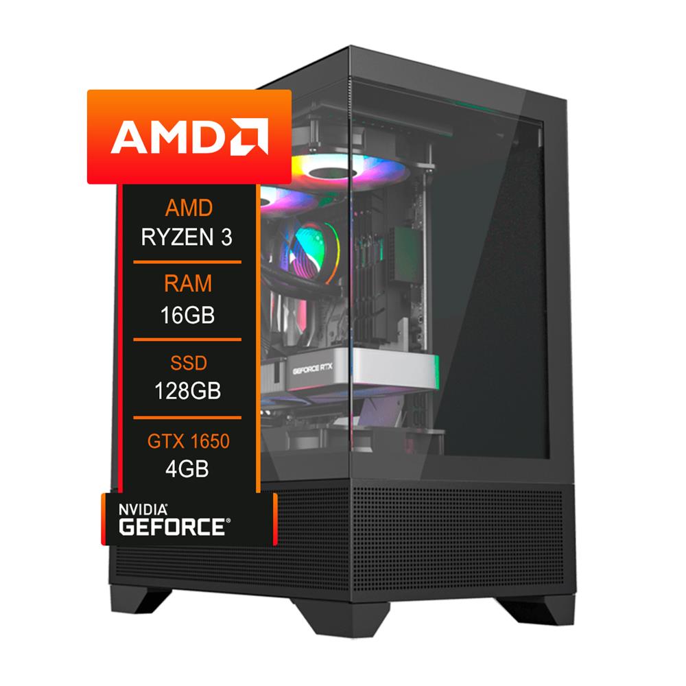 PC Gamer AMD, Ryzen 3 3200G, GTX1650 4GB, 16GB DDR4 (2X8GB), SSD 128GB Sata