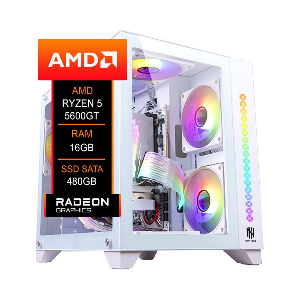 PC Gamer AMD, Ryzen 5 5600GT, Chipset B550M, 16GB, SSD 480GB, Branco