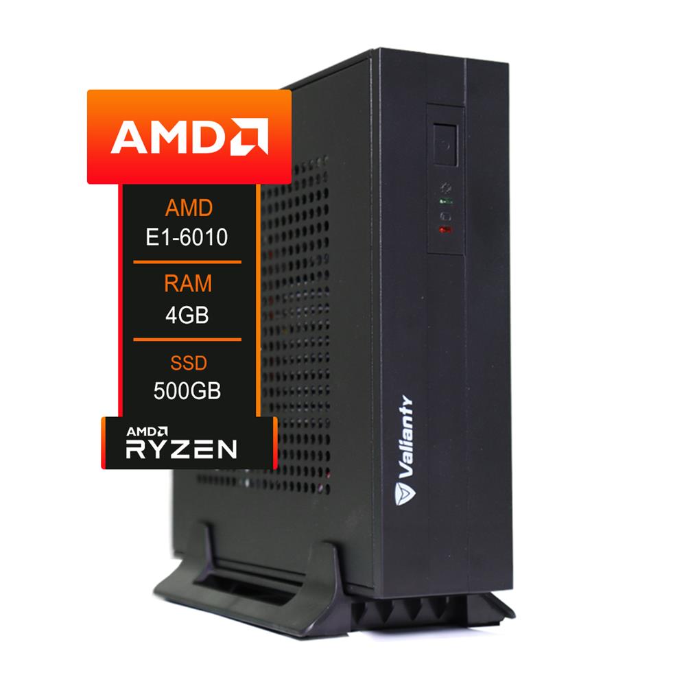 PC Valianty ITX AMD E1-6010 , Placa Mãe A68N2100K, 4GB DDR3, 500GB HD - CPA1904H05SB
