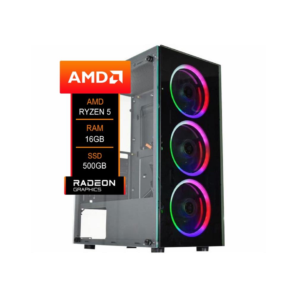 PC Gamer AMD Ryzen 5 5600GT, AM4, 16GB DDR4 (2x8GB), SSD 500GB NVMe, Preto