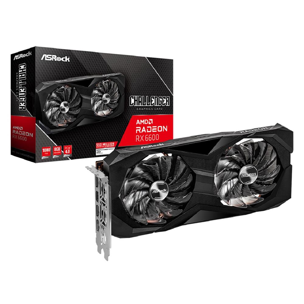 Placa de Vídeo ASRock Radeon RX 6600 Challenger D, 8GB, GDDR6, 128-Bit, Preto