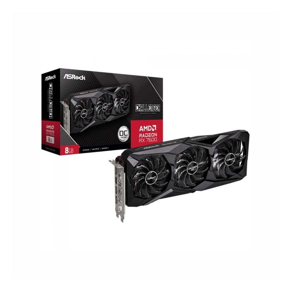 Placa de Vídeo AsRock AMD Radeon RX 7600 Challenger Pro OC, 8GB, GDDR6, FSR, Ray Tracing, Preto 