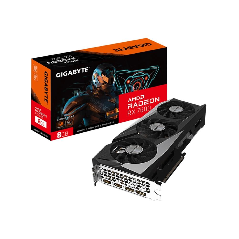 Placa de Vídeo Gigabyte Radeon RX 7600 Gaming OC, 8GB, GDDR6, 128-Bit, Preto