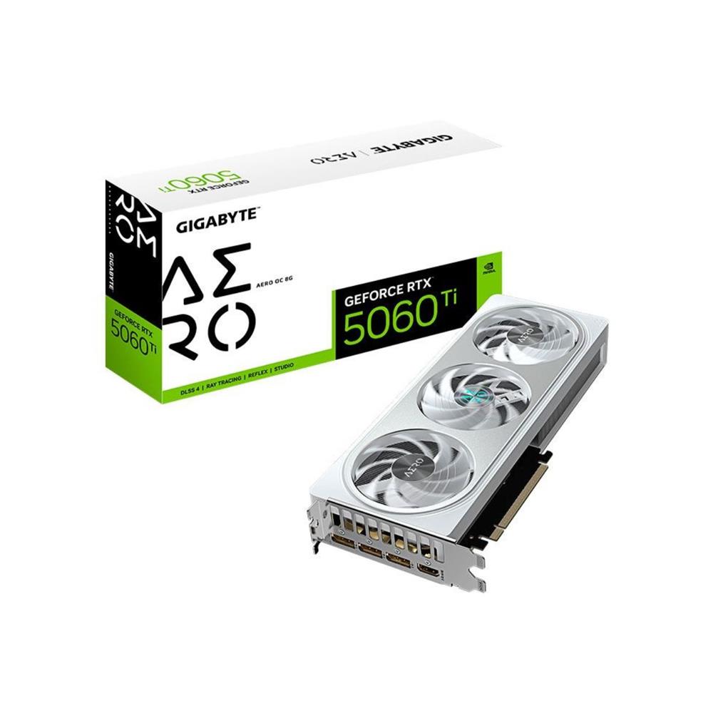 Placa de vídeo Gigabyte RTX5060 TI AERO OC, 8GB, 128 bit, GDDR7, PCIe, 7680x4320, Ray Tracing, DLSS