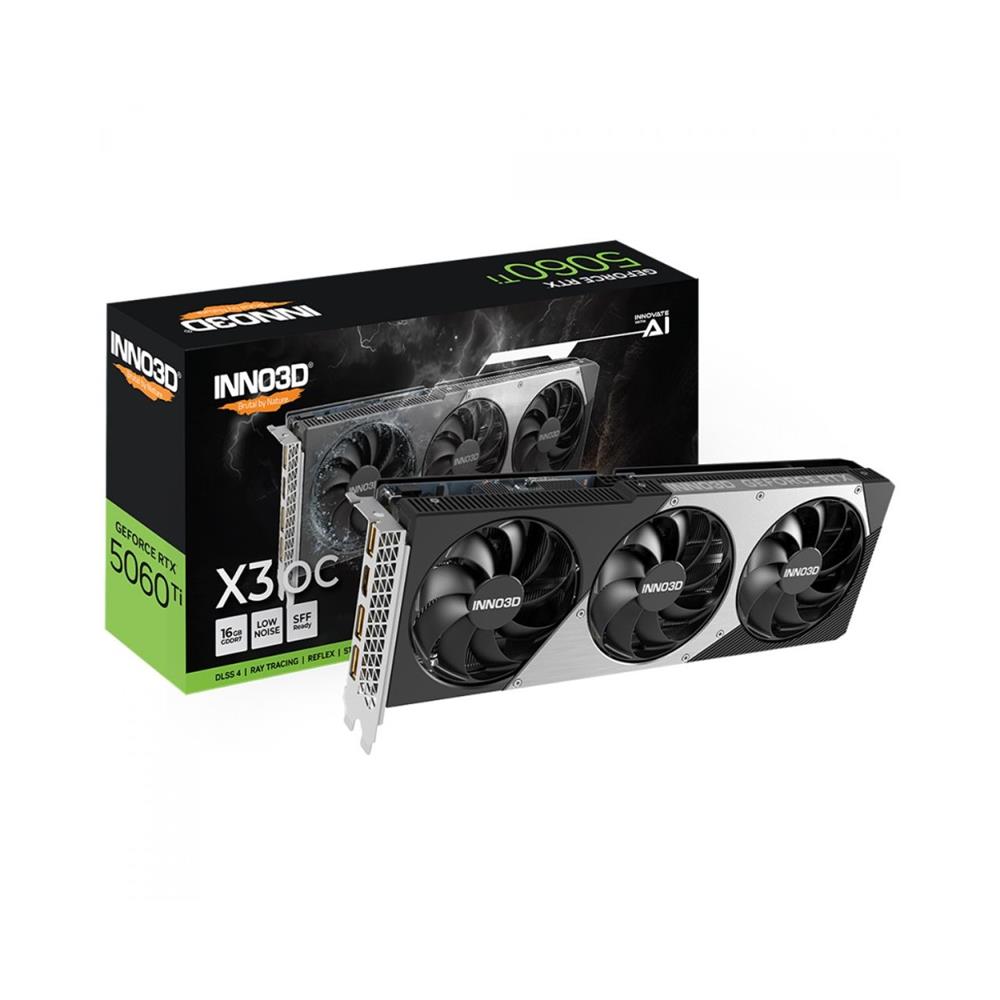 Placa de Vídeo INNO3D GeForce RTX 5060 Ti X3 OC, 16GB, GDDR7, 128-bit, DLSS, Ray Tracing