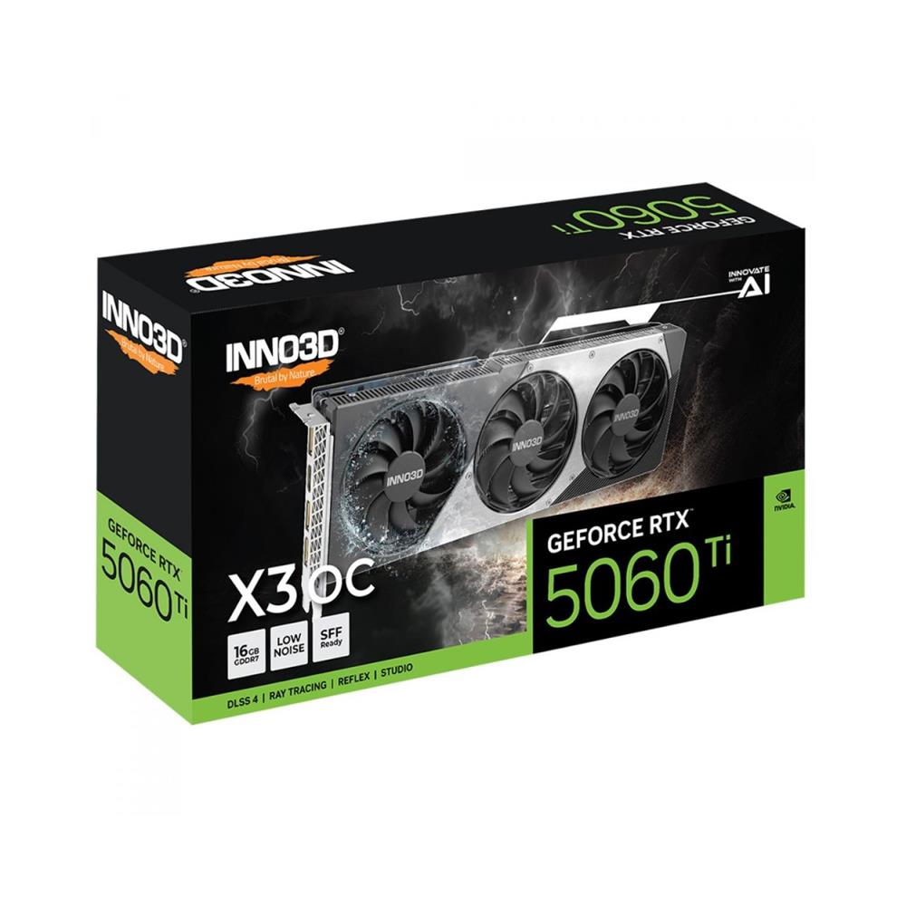 Placa de Vídeo INNO3D GeForce RTX 5060 Ti X3 OC, 16GB, GDDR7, 128-bit, DLSS, Ray Tracing