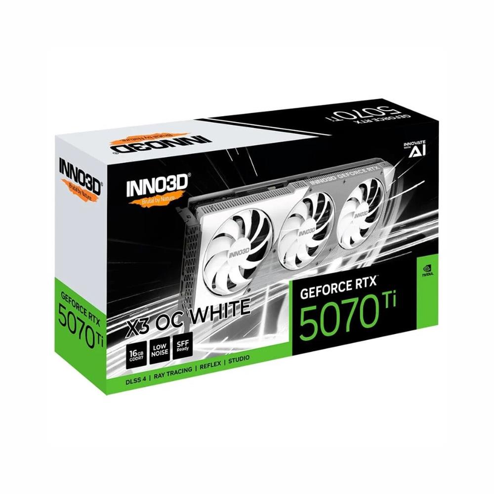 Placa de Vídeo Inno3D RTX 5070 Ti X3 OC NVIDIA Geforce, 16GB, GDDR7, 256bits, DLSS 4, Branco