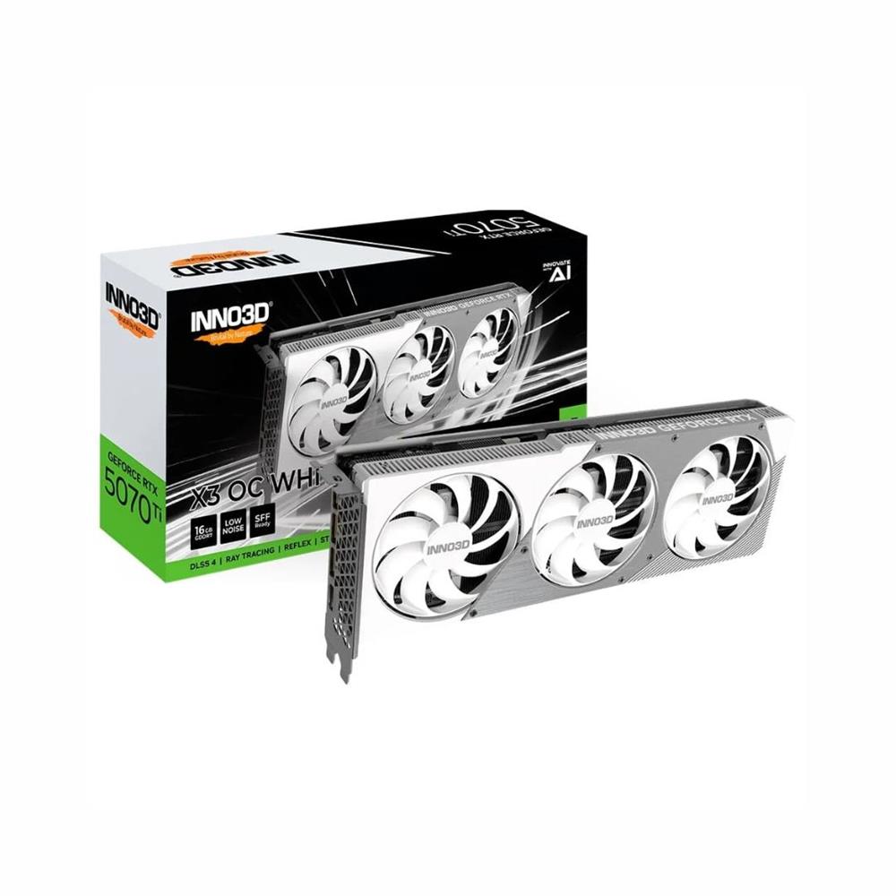 Placa de Vídeo Inno3D RTX 5070 Ti X3 OC NVIDIA Geforce, 16GB, GDDR7, 256bits, DLSS 4, Branco