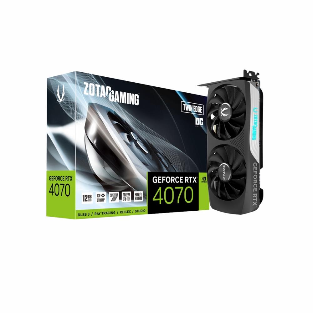 Placa de Vídeo Zotac GeForce, RTX 4070 Twin Edge OC, 12GB GDDR6X, 192-Bits, ZT-D40700H-10M