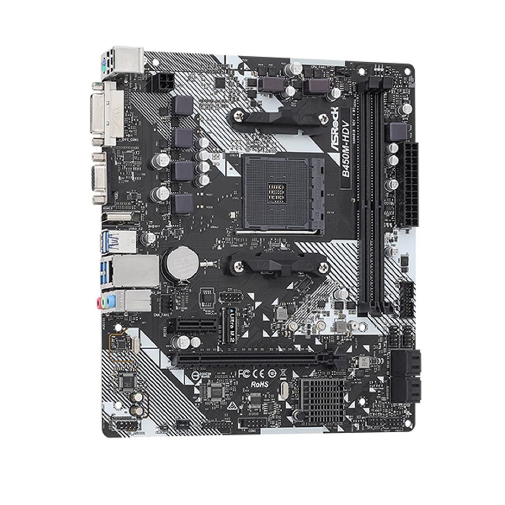 Placa Mãe ASRock B450M-HDV R4.0, Chipset B450, AMD AM4, mATX, DDR4