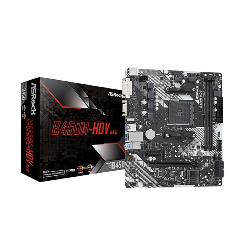 Placa Mãe ASRock B450M-HDV R4.0, Chipset B450, AMD AM4, mATX, DDR4