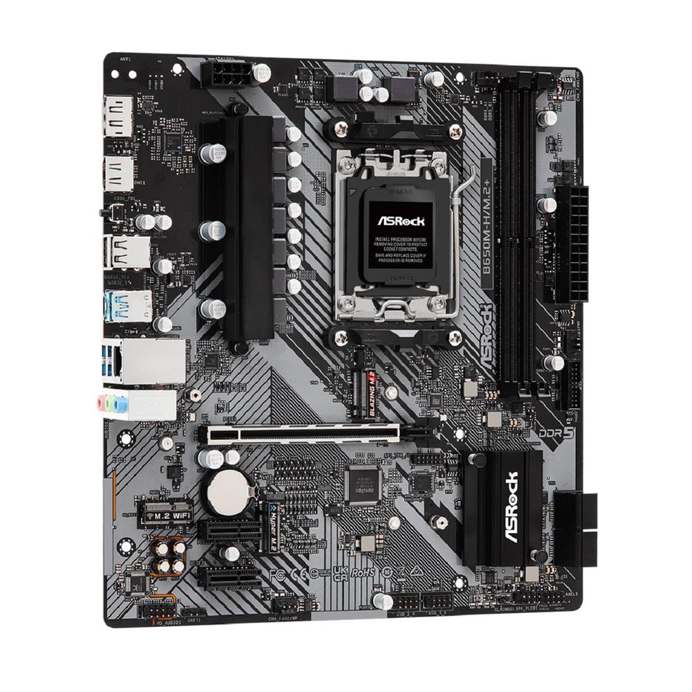 Placa Mãe ASRock B650M-H/M.2+, Chipset B650M, Amd AM5, m-ATX, DDR5
