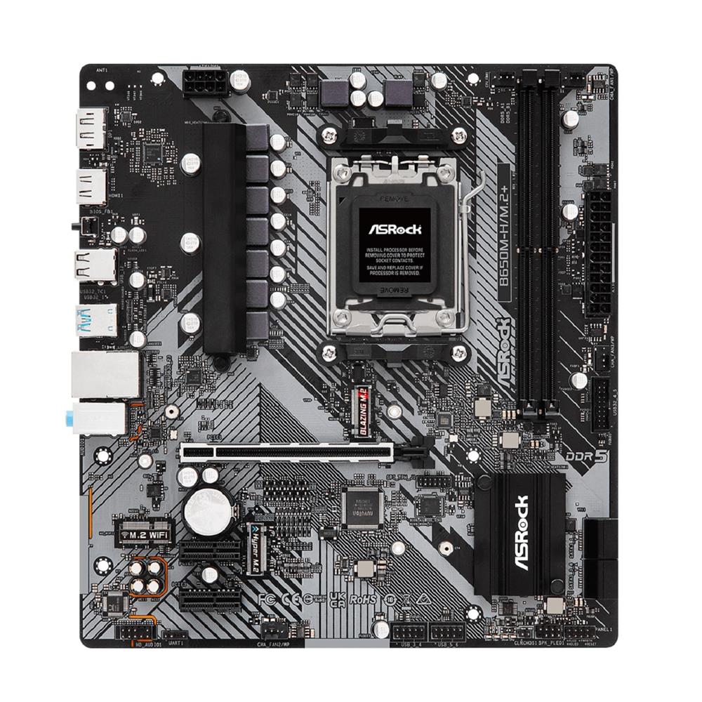 Placa Mãe ASRock B650M-H/M.2+, Chipset B650M, Amd AM5, m-ATX, DDR5
