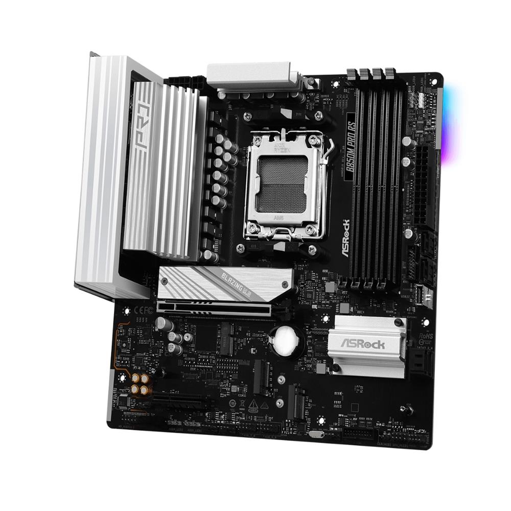 Placa-Mãe ASRock B850M Pro RS, AMD AM5, mATX, DDR5, 256GB, Preto