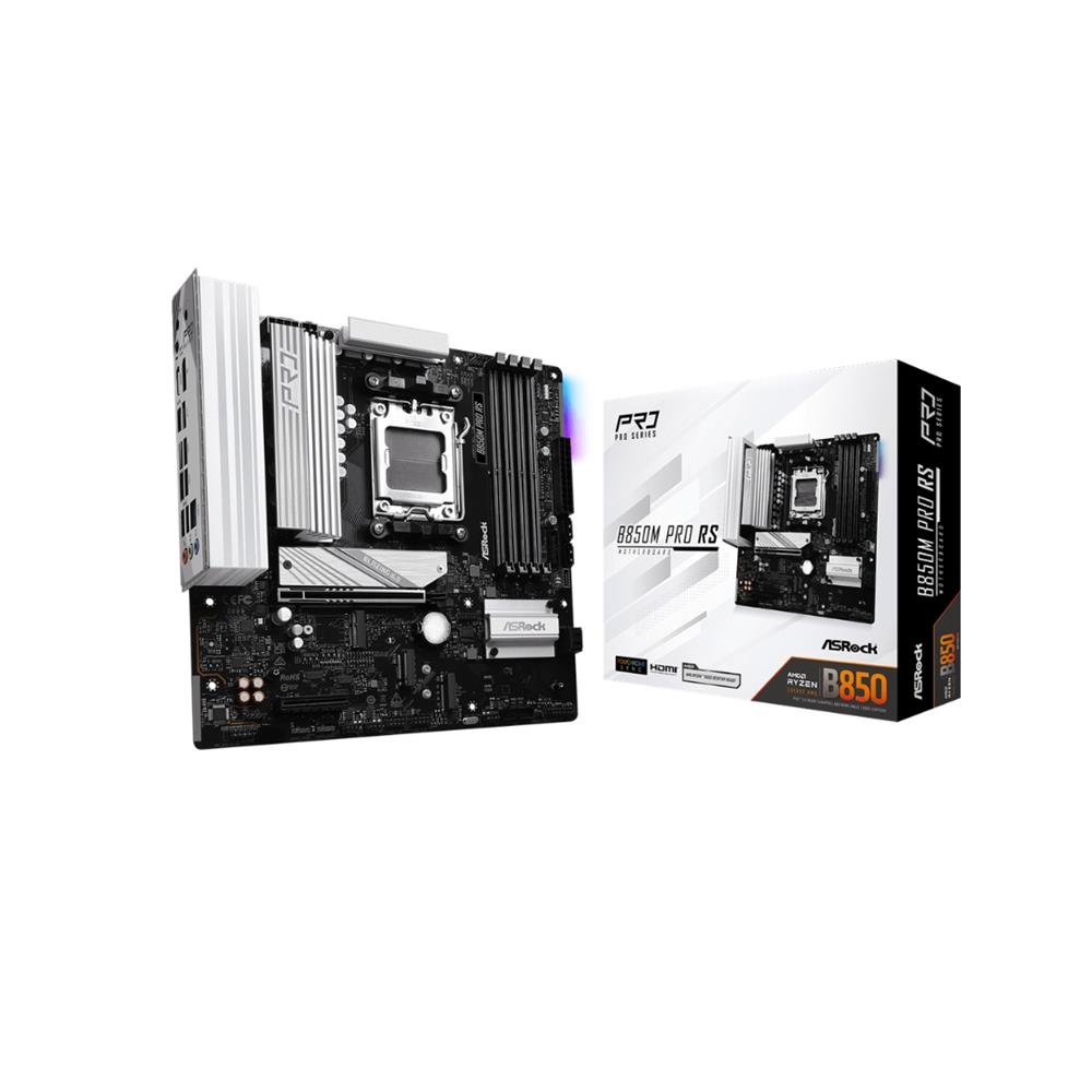 Placa-Mãe ASRock B850M Pro RS, AMD AM5, mATX, DDR5, 256GB, Preto