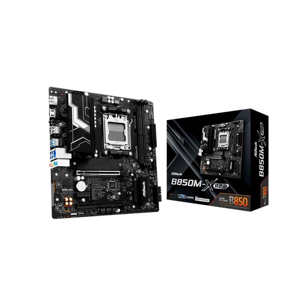 Placa-Mãe ASRock B850M-X R2.0, AM5, Micro ATX, DDR5, 8200MHz (OC), PCIe 5.0 x16, HDMI 2.1, DisplayPort 1.4, Preto