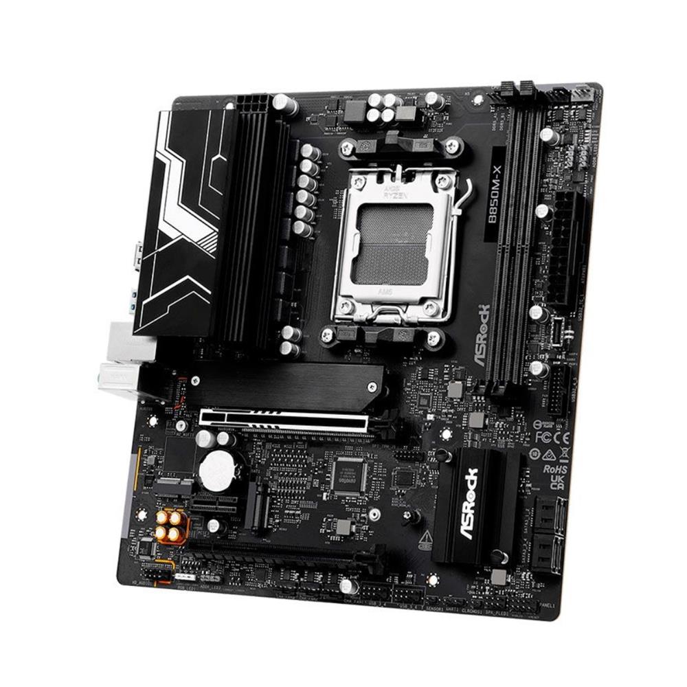 Placa-Mãe ASRock B850M-X R2.0, AM5, Micro ATX, DDR5, 8200MHz (OC), PCIe 5.0 x16, HDMI 2.1, DisplayPort 1.4, Preto